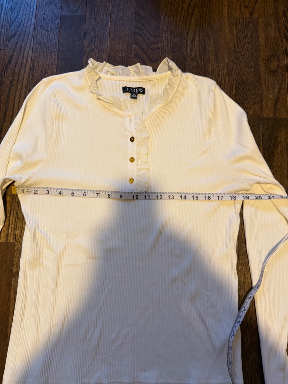 J. Crew Cream Ribbed Top with Black Logo Tag - Picture 6 of 6